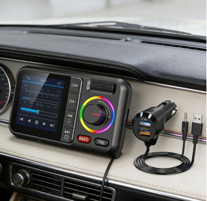 جهاز إرسال FM لاسلكي مع شاشة م - مراجعة Wireless Car Charger وسعره